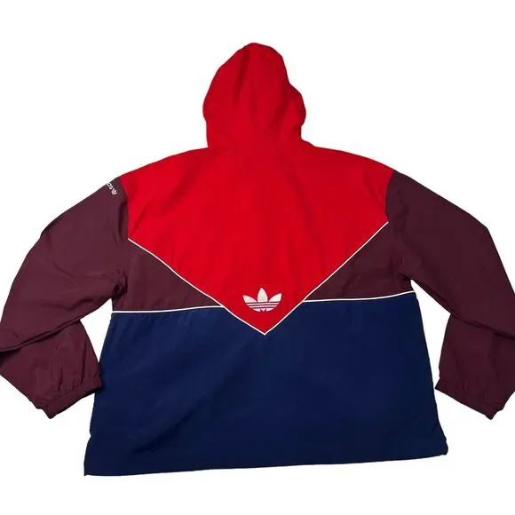 Adidas Originals Mens Large Hooded C Windbreaker Jacket Retro Colorblock